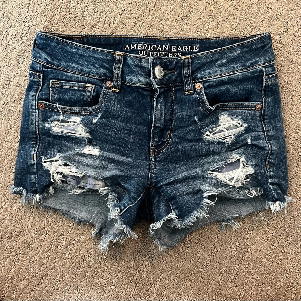 American Eagle super stretch distressed denim shorts